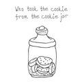 Cookie jar with cookies. Artistic cute cartoon doodle sketch illustration